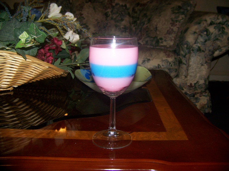Wine Glass Candles Layered Colors 